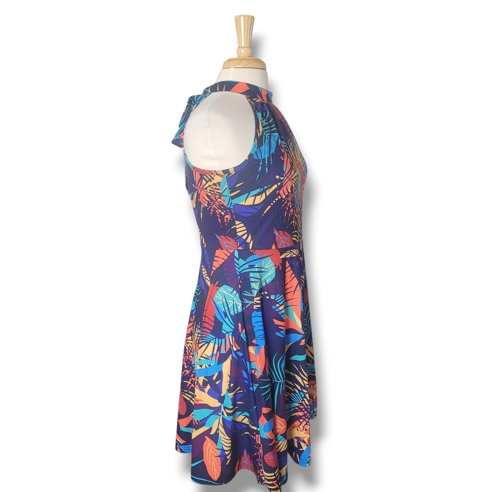 Ouges Halter Tropical Color Sleeveless Midi Dress… - image 5